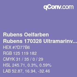 カラーコード: Rubens Oelfarben - Rubens 170328 Ultramarinviolett b | qconv.com