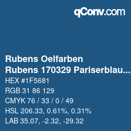 Código de color: Rubens Oelfarben - Rubens 170329 Pariserblau b | qconv.com