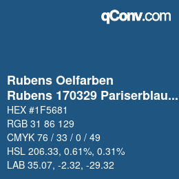 カラーコード: Rubens Oelfarben - Rubens 170329 Pariserblau b | qconv.com