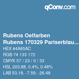 Código de color: Rubens Oelfarben - Rubens 170329 Pariserblau c | qconv.com