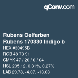 Código de color: Rubens Oelfarben - Rubens 170330 Indigo b | qconv.com