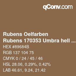カラーコード: Rubens Oelfarben - Rubens 170353 Umbra hell b | qconv.com