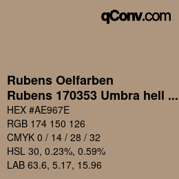 Code couleur: Rubens Oelfarben - Rubens 170353 Umbra hell c | qconv.com