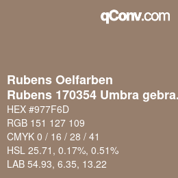 Farbcode: Rubens Oelfarben - Rubens 170354 Umbra gebrannt c | qconv.com