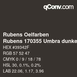 カラーコード: Rubens Oelfarben - Rubens 170355 Umbra dunkel a | qconv.com