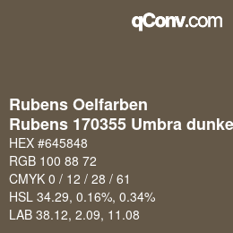 カラーコード: Rubens Oelfarben - Rubens 170355 Umbra dunkel b | qconv.com