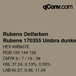 Code couleur: Rubens Oelfarben - Rubens 170355 Umbra dunkel c | qconv.com