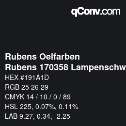 カラーコード: Rubens Oelfarben - Rubens 170358 Lampenschwarz a | qconv.com