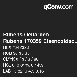 カラーコード: Rubens Oelfarben - Rubens 170359 Eisenoxidschwarz a | qconv.com