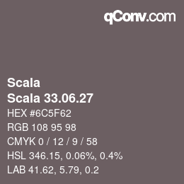 颜色代码: Scala - Scala 33.06.27 | qconv.com