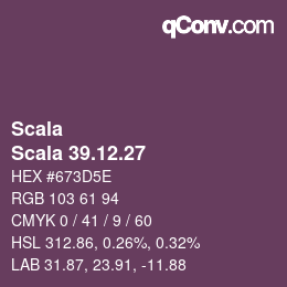 カラーコード: Scala - Scala 39.12.27 | qconv.com