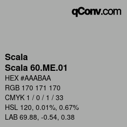 颜色代码: Scala - Scala 60.ME.01 | qconv.com