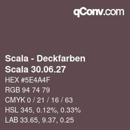 颜色代码: Scala - Deckfarben - Scala 30.06.27 | qconv.com