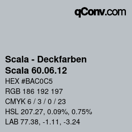 颜色代码: Scala - Deckfarben - Scala 60.06.12 | qconv.com