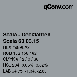 颜色代码: Scala - Deckfarben - Scala 63.03.15 | qconv.com