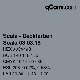 颜色代码: Scala - Deckfarben - Scala 63.03.18 | qconv.com