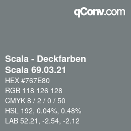 颜色代码: Scala - Deckfarben - Scala 69.03.21 | qconv.com