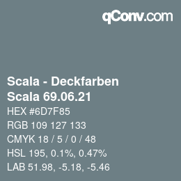 颜色代码: Scala - Deckfarben - Scala 69.06.21 | qconv.com