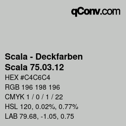 颜色代码: Scala - Deckfarben - Scala 75.03.12 | qconv.com