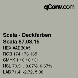 颜色代码: Scala - Deckfarben - Scala 87.03.15 | qconv.com