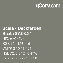 颜色代码: Scala - Deckfarben - Scala 87.03.21 | qconv.com