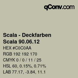 颜色代码: Scala - Deckfarben - Scala 90.06.12 | qconv.com