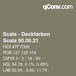 颜色代码: Scala - Deckfarben - Scala 90.06.21 | qconv.com