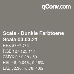 颜色代码: Scala - Dunkle Farbtoene - Scala 03.03.21 | qconv.com