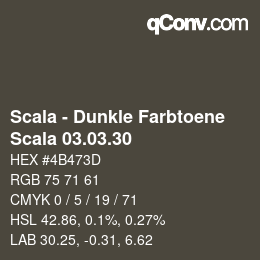 颜色代码: Scala - Dunkle Farbtoene - Scala 03.03.30 | qconv.com
