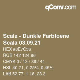 颜色代码: Scala - Dunkle Farbtoene - Scala 03.09.21 | qconv.com