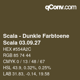 颜色代码: Scala - Dunkle Farbtoene - Scala 03.09.27 | qconv.com