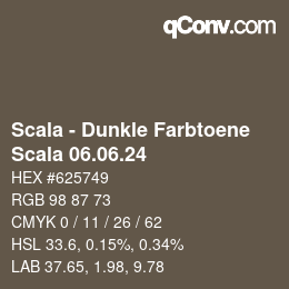 颜色代码: Scala - Dunkle Farbtoene - Scala 06.06.24 | qconv.com