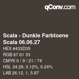 颜色代码: Scala - Dunkle Farbtoene - Scala 06.06.27 | qconv.com