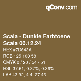 颜色代码: Scala - Dunkle Farbtoene - Scala 06.12.24 | qconv.com