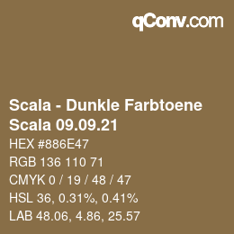 颜色代码: Scala - Dunkle Farbtoene - Scala 09.09.21 | qconv.com