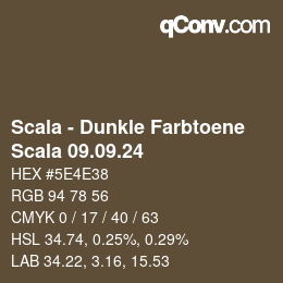 颜色代码: Scala - Dunkle Farbtoene - Scala 09.09.24 | qconv.com