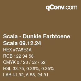 颜色代码: Scala - Dunkle Farbtoene - Scala 09.12.24 | qconv.com