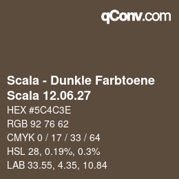 颜色代码: Scala - Dunkle Farbtoene - Scala 12.06.27 | qconv.com