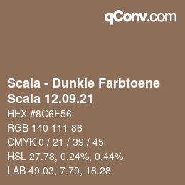 颜色代码: Scala - Dunkle Farbtoene - Scala 12.09.21 | qconv.com
