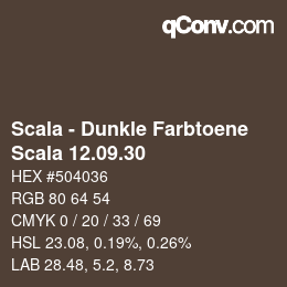 颜色代码: Scala - Dunkle Farbtoene - Scala 12.09.30 | qconv.com