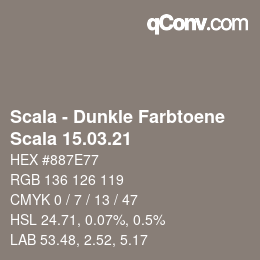 颜色代码: Scala - Dunkle Farbtoene - Scala 15.03.21 | qconv.com