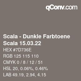 颜色代码: Scala - Dunkle Farbtoene - Scala 15.03.22 | qconv.com