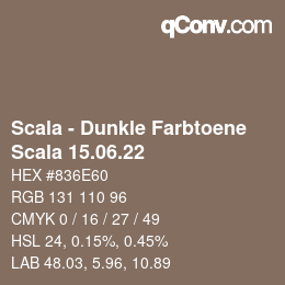 颜色代码: Scala - Dunkle Farbtoene - Scala 15.06.22 | qconv.com