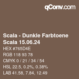 颜色代码: Scala - Dunkle Farbtoene - Scala 15.06.24 | qconv.com