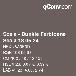 颜色代码: Scala - Dunkle Farbtoene - Scala 18.06.24 | qconv.com