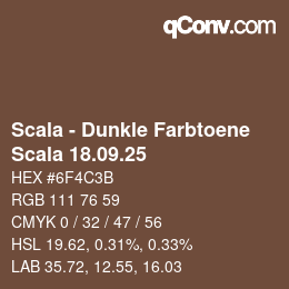 颜色代码: Scala - Dunkle Farbtoene - Scala 18.09.25 | qconv.com