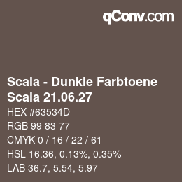颜色代码: Scala - Dunkle Farbtoene - Scala 21.06.27 | qconv.com