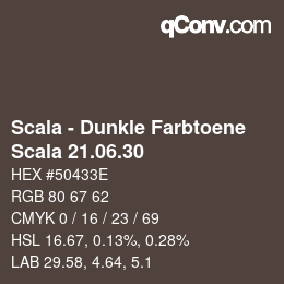 颜色代码: Scala - Dunkle Farbtoene - Scala 21.06.30 | qconv.com