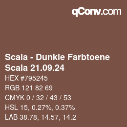 颜色代码: Scala - Dunkle Farbtoene - Scala 21.09.24 | qconv.com