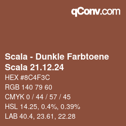 颜色代码: Scala - Dunkle Farbtoene - Scala 21.12.24 | qconv.com